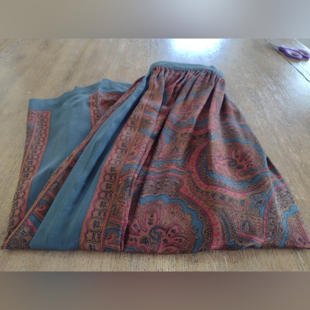 UMI by Anne Crimmins 100%Silk Paisley Skirt Vintage 80's size 6
